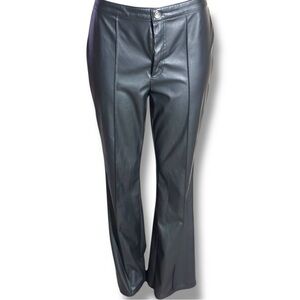 Wild Fable Women's Edgy Black Faux Leather Low Rise Flare Leg Slim Fit Pants